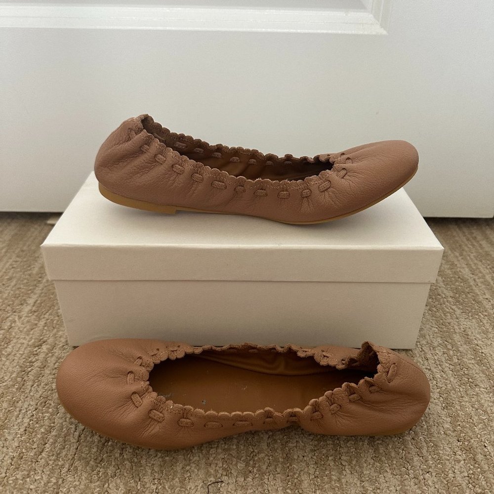 See by Chloé Jane Scalloped Leather Ballet Flats - Size 9.5